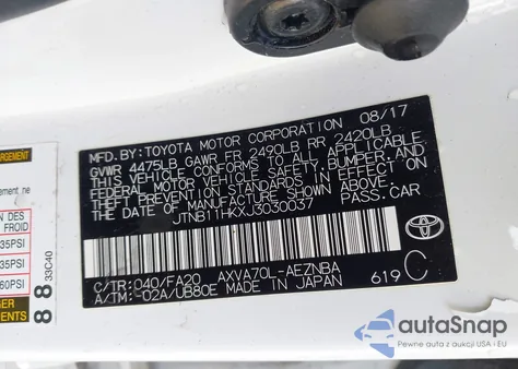 2018 Toyota Camry Le from USA, damaged, VIN JTNB11HKXJ3030037